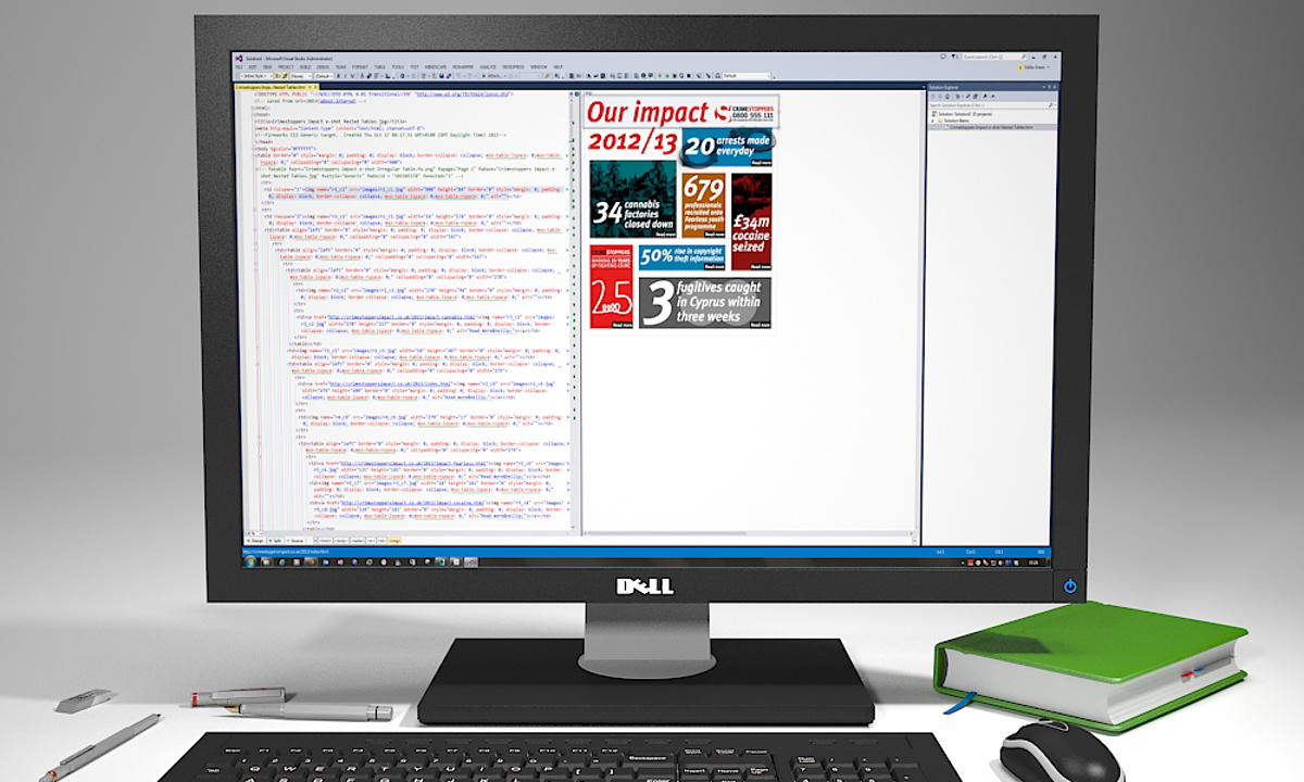 Crimestoppers Email - Previewing the coding of HTML layout during production