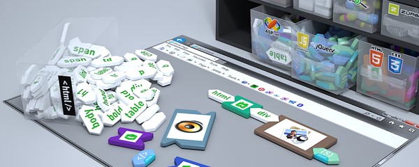 Website programming - Conceptual illustration of web page design showing key technologies used
