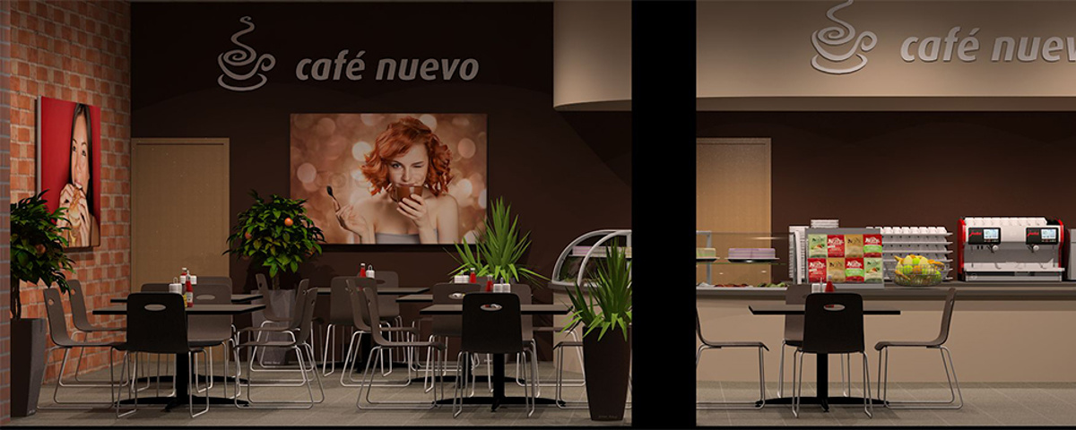 Storefront visualisation - 3D generated image showing design of planned cafe