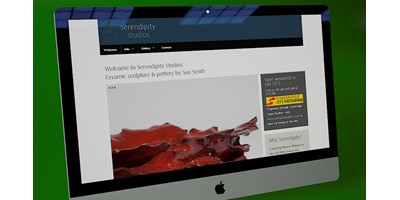 Serendipity Studios Website - Website on desktop showing design elements including branding created for client