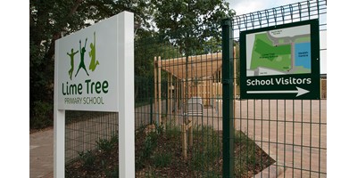 Lime Tree School Signage - Entrance gate sign at completion of works