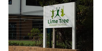 Lime Tree School Signage - Public entrance sign at completion of works