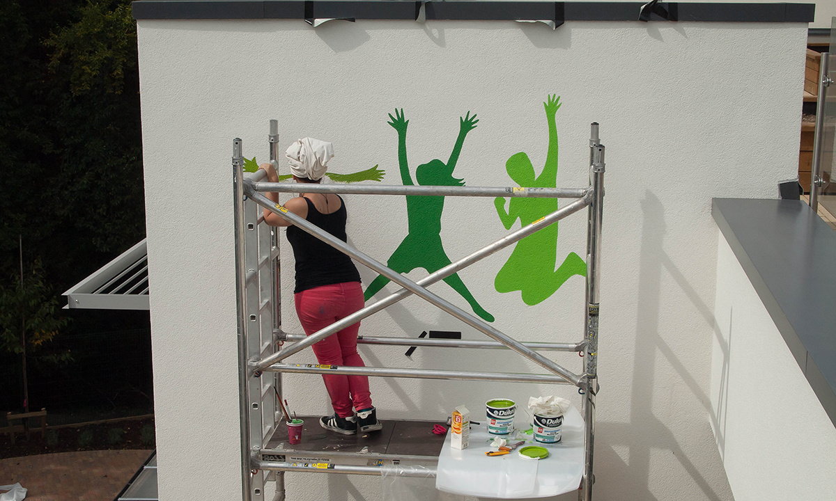 Lime Tree School Signage - Wall mural during works