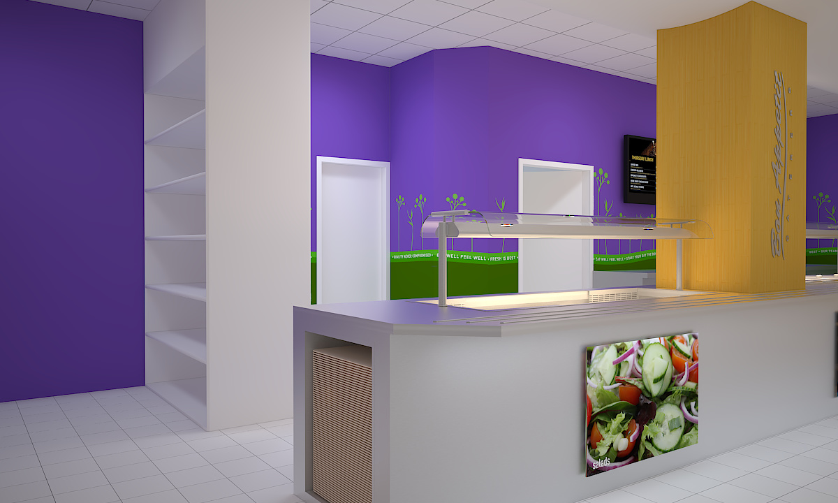Bovis Construction Staff Canteen - Salad and self-serve area