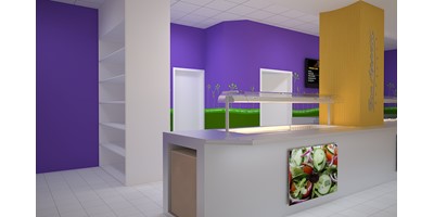Bovis Construction Staff Canteen - Salad and self-serve area