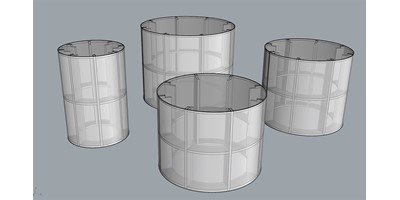 Round Pedestal Manufacture - Four pedestals of different sizes showing construction