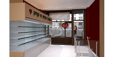 Prego - Cicilian Avenue Store - Internal render showing chiller cabinets and front window
