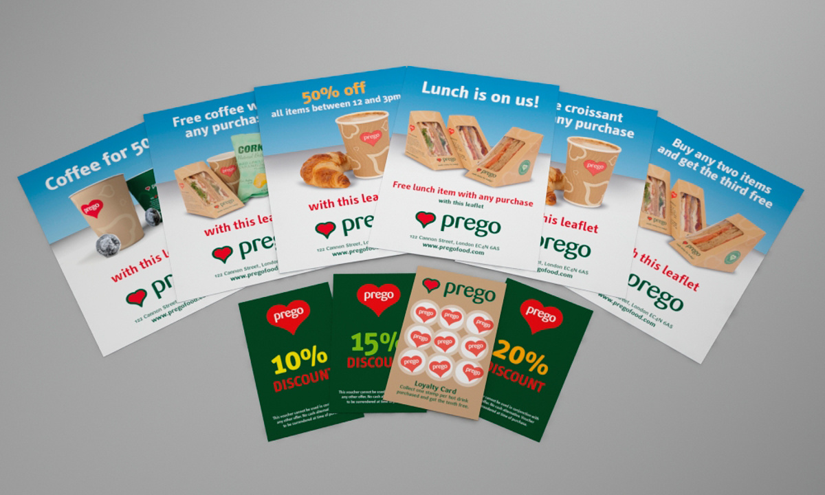 Prego branding - Promotional leaflets
