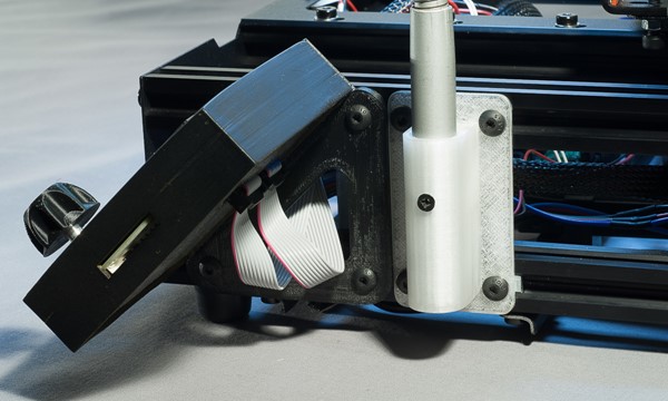 The MendelMax 3 3D printer - The right side of the printer showing the attachment points for the smart controller and LED work lamp