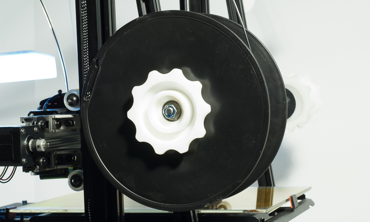 The MendelMax 3 3D printer - The filament spool holder with filament reel installed