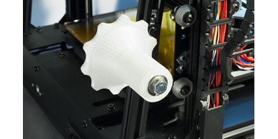 The MendelMax 3 3D printer - The filament spool holder with retaining nut removed