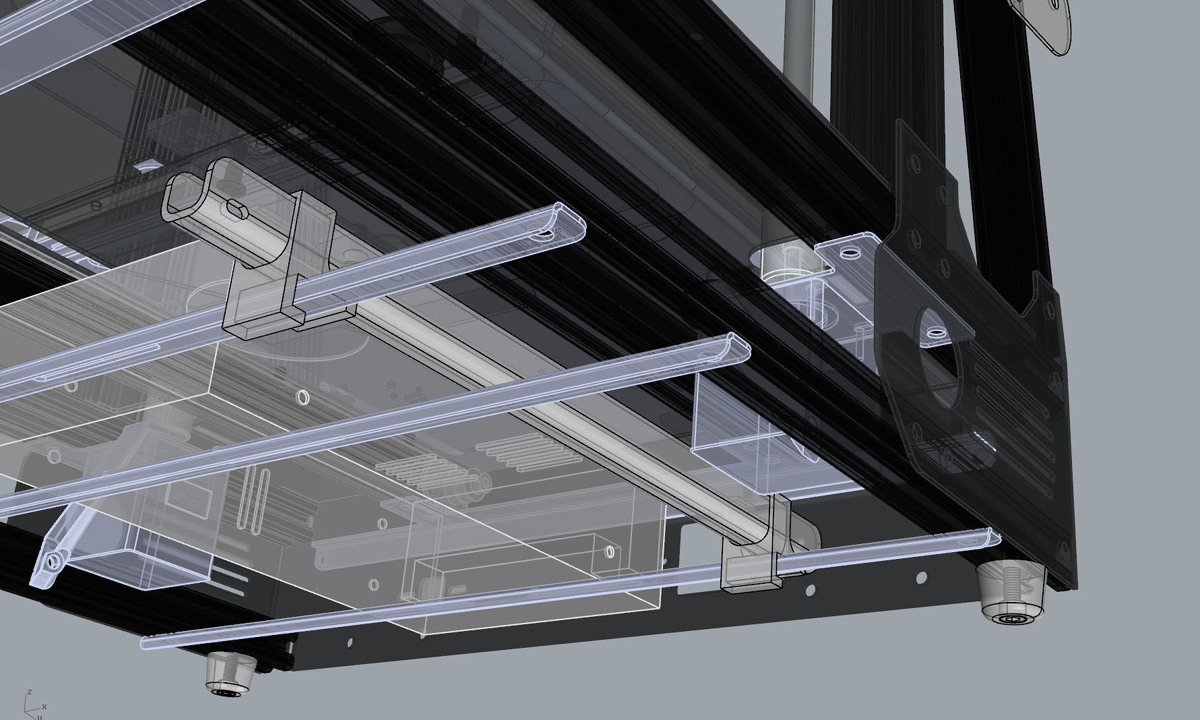 The MendelMax 3 3D printer - 3d View of the MendelMax 3 Heated Bed Cable Guide as fitted to the machine