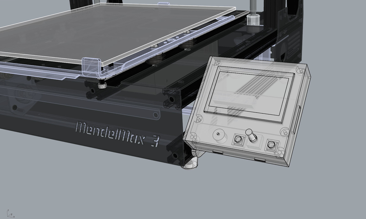 The MendelMax 3 3D printer - 3D view of the front of the Geeetech Smart Controller enclosure