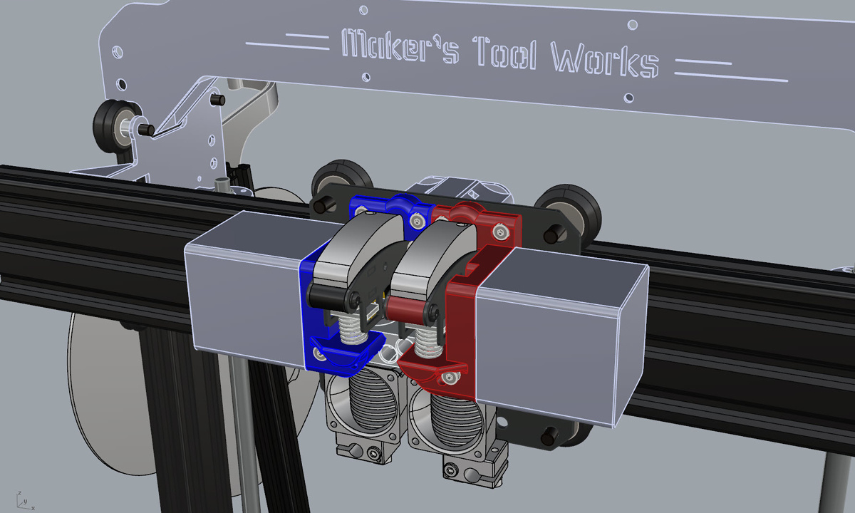 The MendelMax 3 3D printer - 3d view of the MendelMax 3 Tensioner Feed Tube Holder - assembled