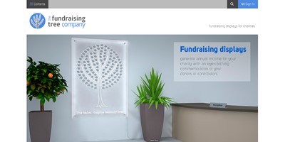 Fundraising Tree - Screenshot of the home page showing branding design and the overall theme of the site