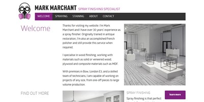 Mark Marchant - Screenshot of the home page showing branding design and the overall theme of the site