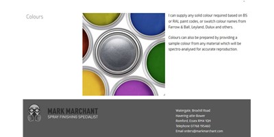 Mark Marchant - Screenshot of page content including the footer design