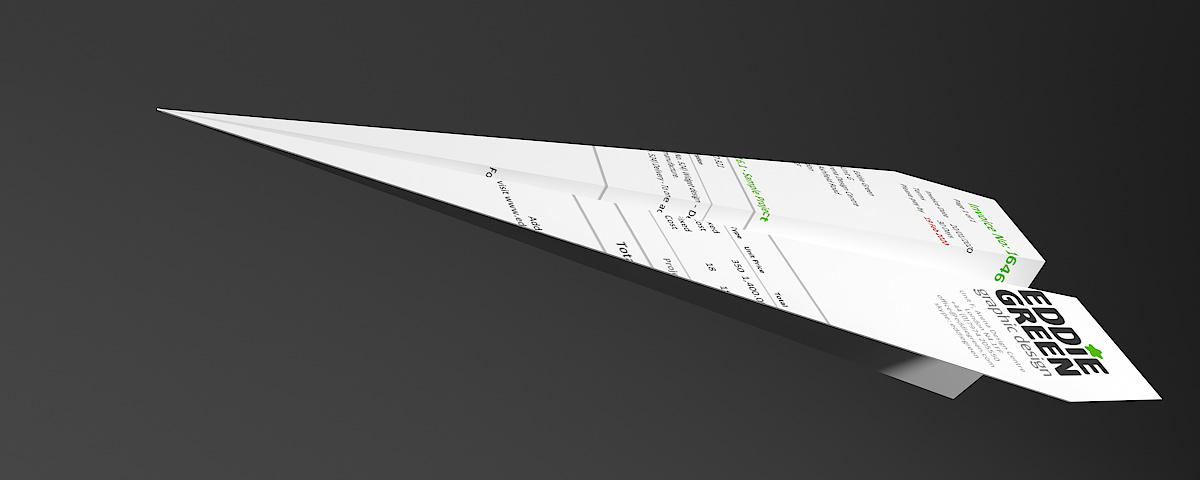 Credit Management - A paper plane made from one of Eddie Green's invoices