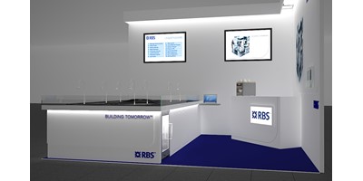 RBS Mannheim Exhibition Stand - Racing Circuit - Final 3D render of model design - Plinth detail