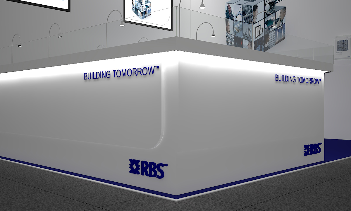 RBS Mannheim Exhibition Stand - Racing Circuit - Final 3D render of plinth detail